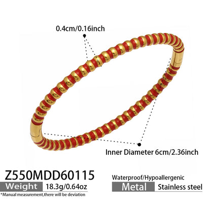 316L Stainless Steel Colorful Enamel Zircon Geometric Stackable Bracelets - Image 11