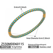 316L Stainless Steel Colorful Enamel Zircon Geometric Stackable Bracelets - Image 14