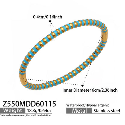 316L Stainless Steel Colorful Enamel Zircon Geometric Stackable Bracelets - Image 14