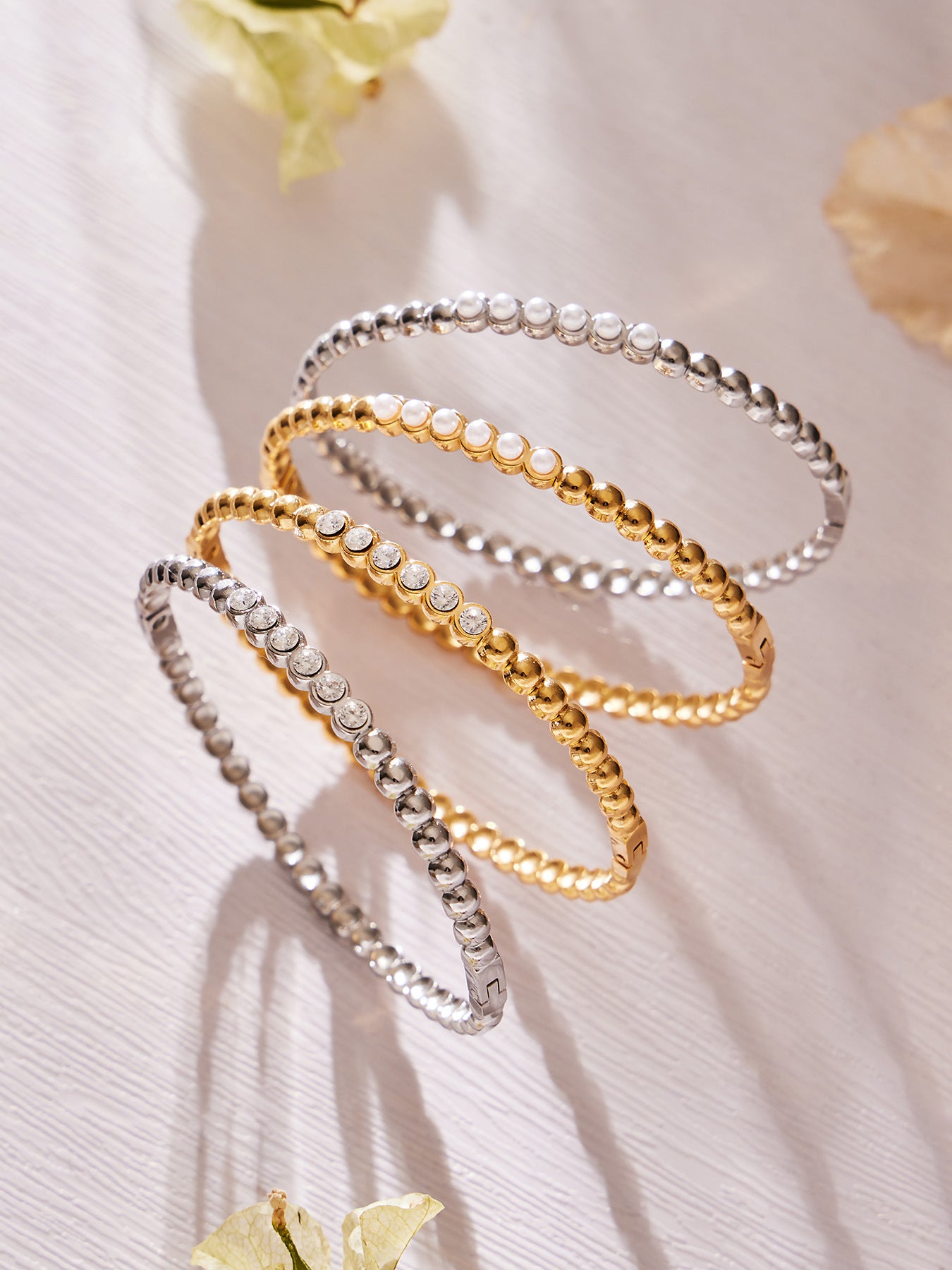 316L Stainless Steel Colorful Enamel Zircon Geometric Stackable Bracelets - Image 16