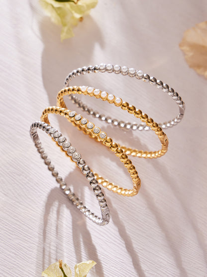 316L Stainless Steel Colorful Enamel Zircon Geometric Stackable Bracelets - Image 16