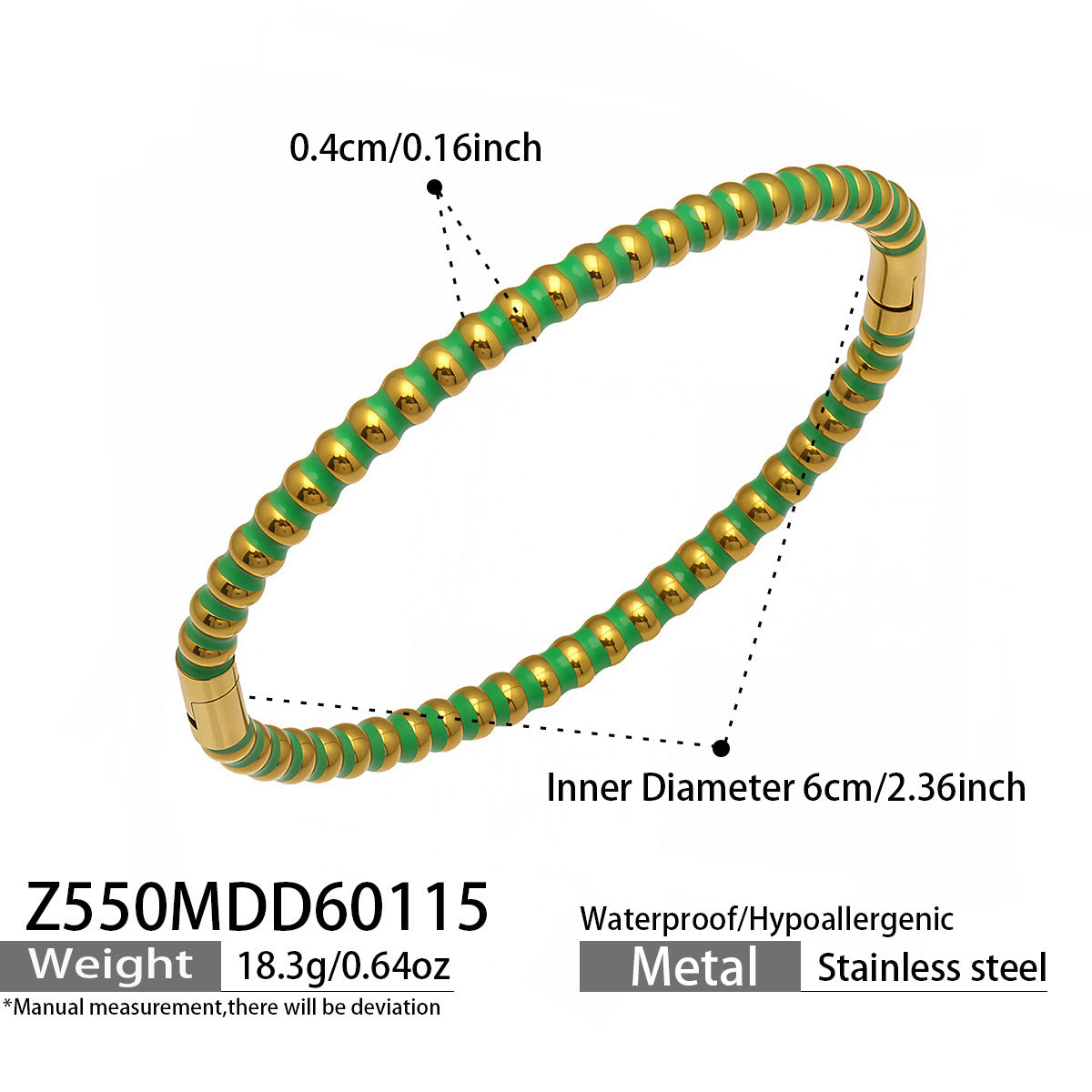 316L Stainless Steel Colorful Enamel Zircon Geometric Stackable Bracelets - Image 17