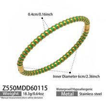 316L Stainless Steel Colorful Enamel Zircon Geometric Stackable Bracelets - Image 17
