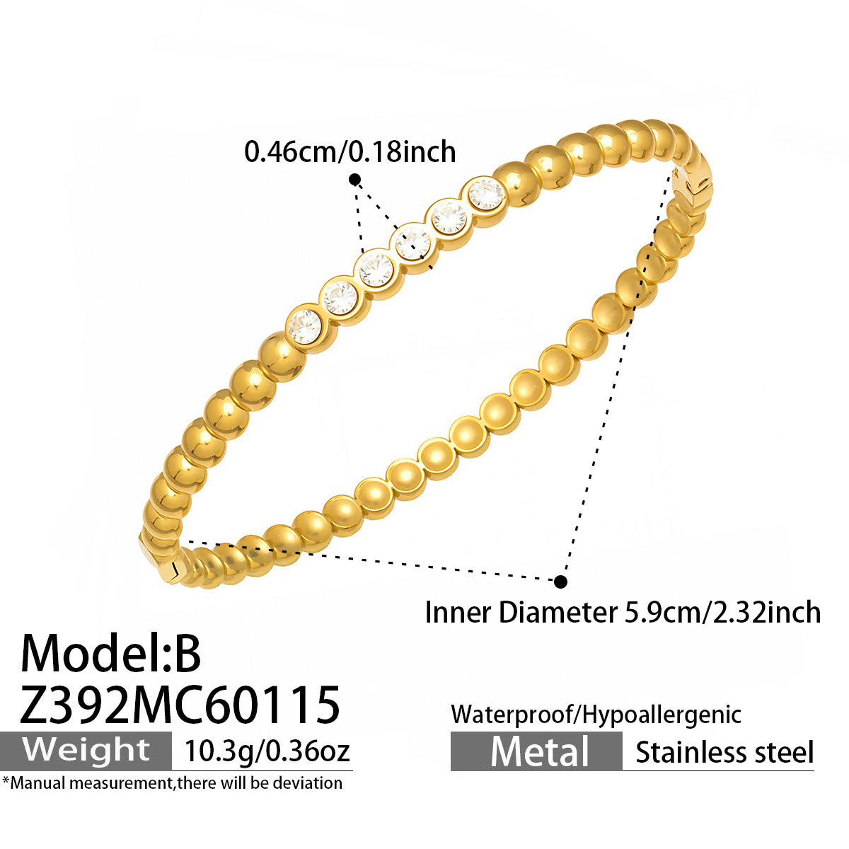 316L Stainless Steel Colorful Enamel Zircon Geometric Stackable Bracelets - Image 18