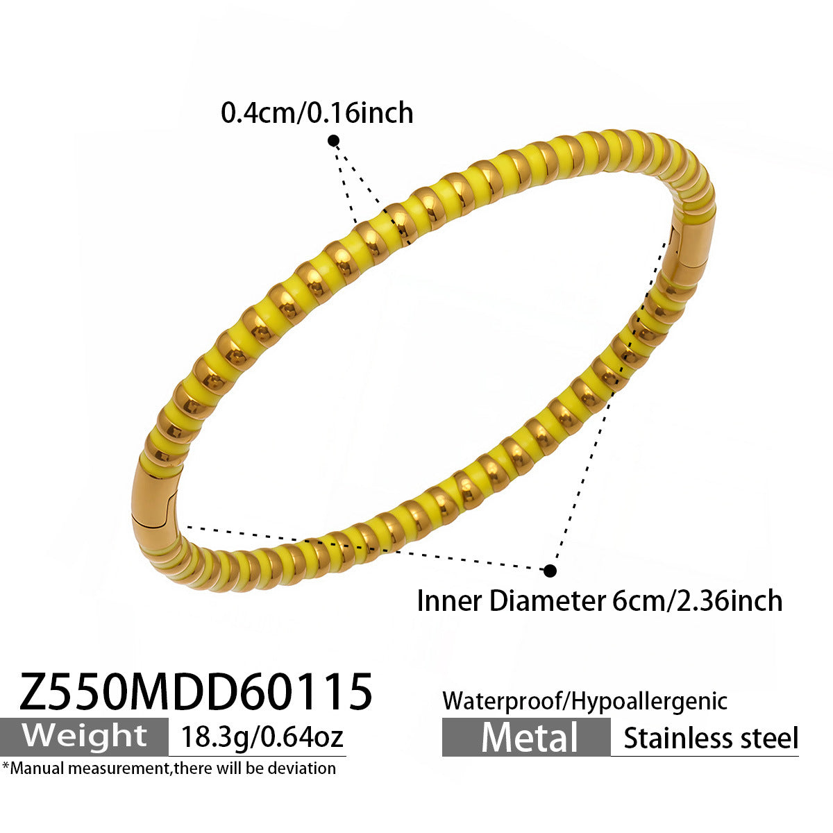 316L Stainless Steel Colorful Enamel Zircon Geometric Stackable Bracelets - Image 19