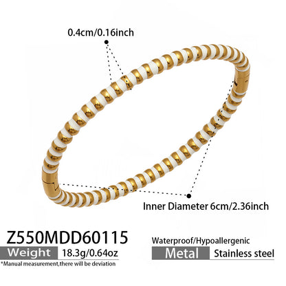 316L Stainless Steel Colorful Enamel Zircon Geometric Stackable Bracelets - Image 4