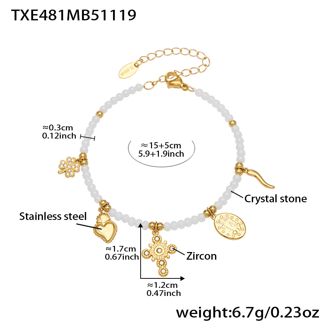 316L Stainless Steel Colorful Natural Stone Beaded Charm Bracelet & Necklace - Image 11