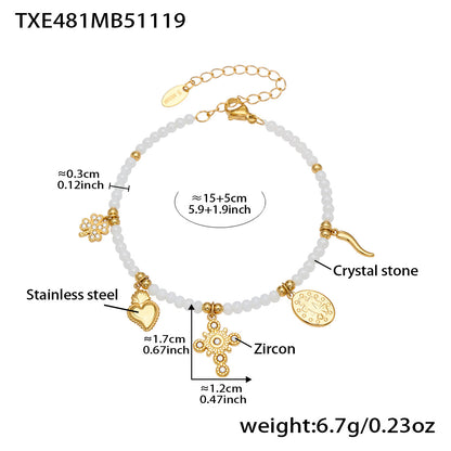 316L Stainless Steel Colorful Natural Stone Beaded Charm Bracelet & Necklace - Image 11