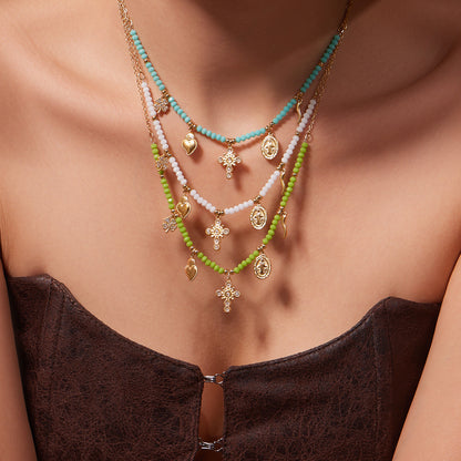 316L Stainless Steel Colorful Natural Stone Beaded Charm Bracelet & Necklace - Image 3