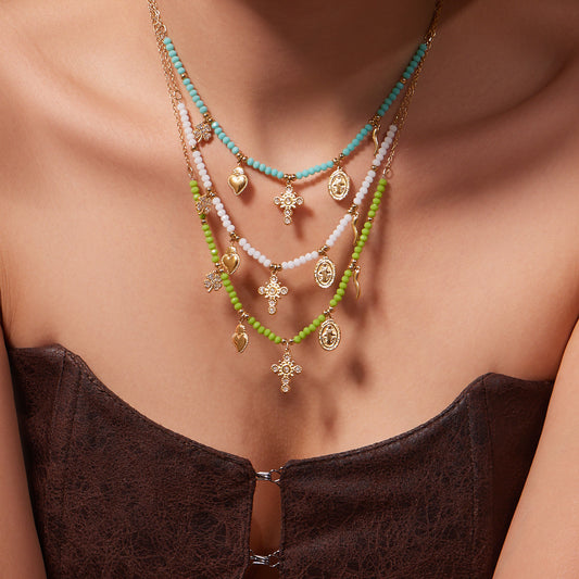 316L Stainless Steel Colorful Natural Stone Beaded Charm Bracelet & Necklace - Image 3