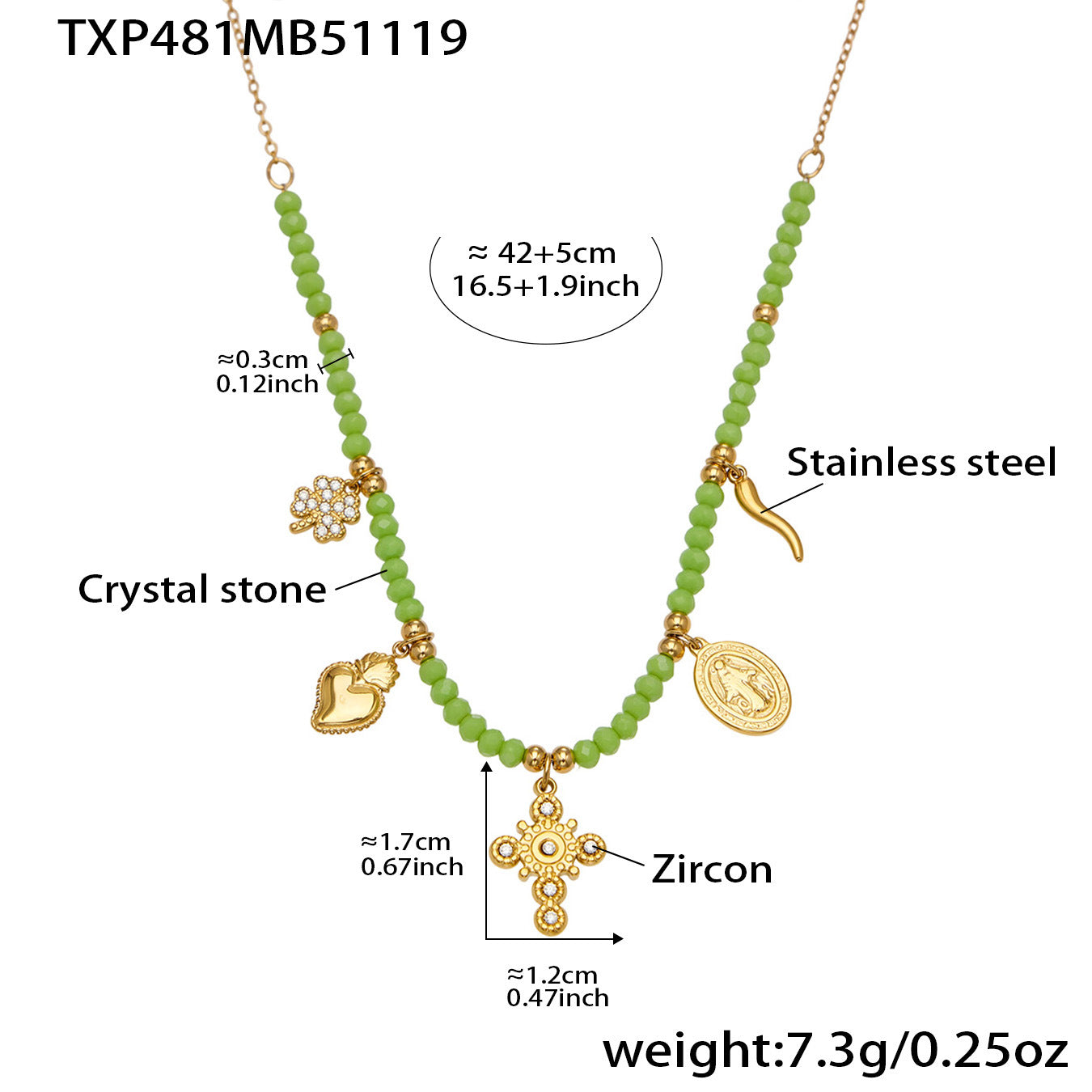 316L Stainless Steel Colorful Natural Stone Beaded Charm Bracelet & Necklace - Image 7