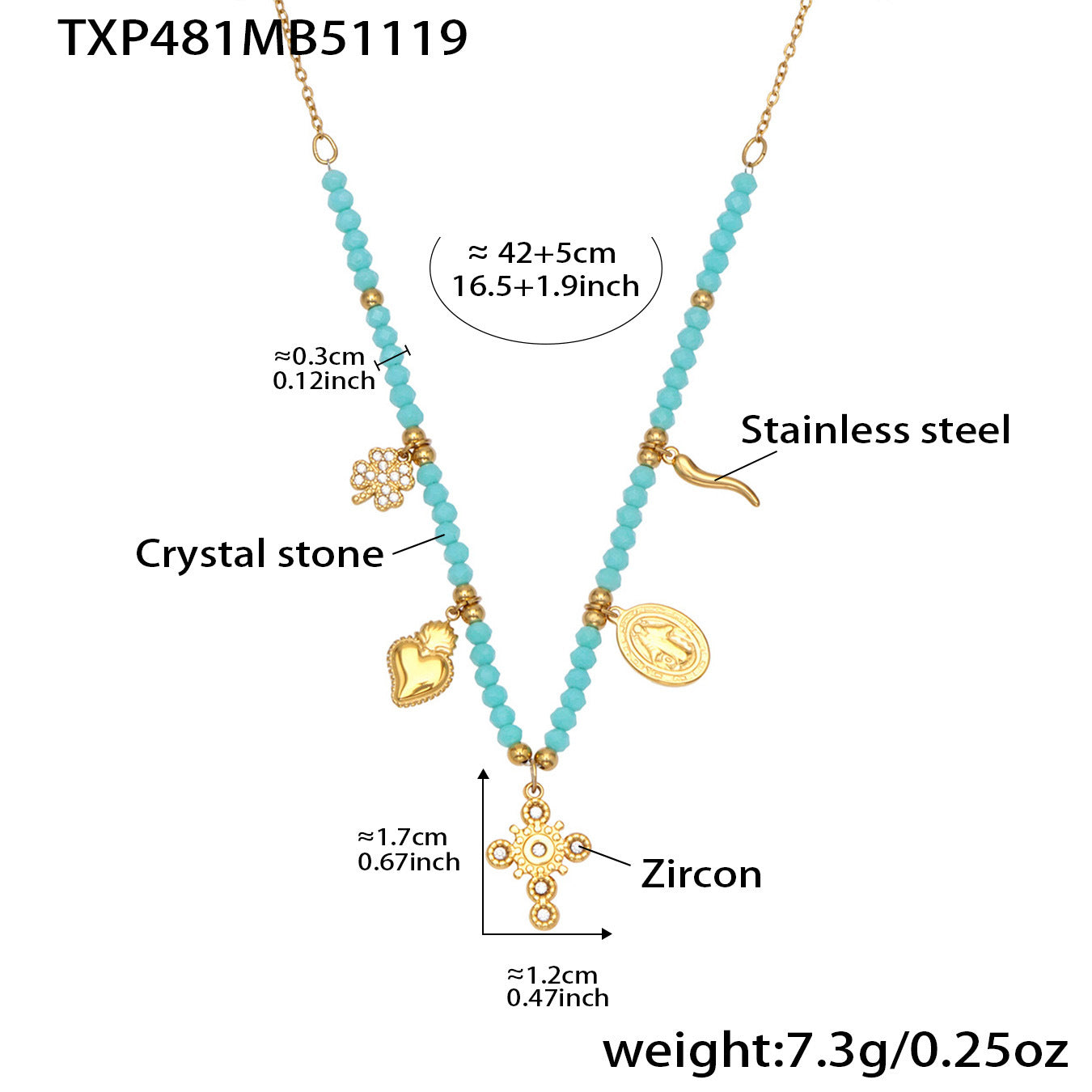 316L Stainless Steel Colorful Natural Stone Beaded Charm Bracelet & Necklace - Image 8