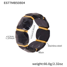 316L Stainless Steel Colorful Resin Wide Elastic Bracelet - Image 1