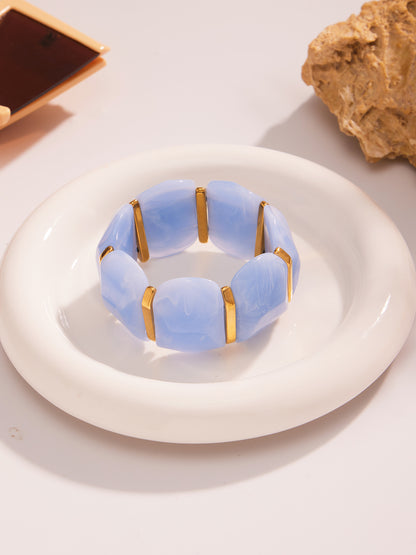 316L Stainless Steel Colorful Resin Wide Elastic Bracelet - Image 12