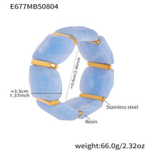 316L Stainless Steel Colorful Resin Wide Elastic Bracelet - Image 13