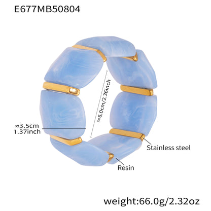 316L Stainless Steel Colorful Resin Wide Elastic Bracelet - Image 13