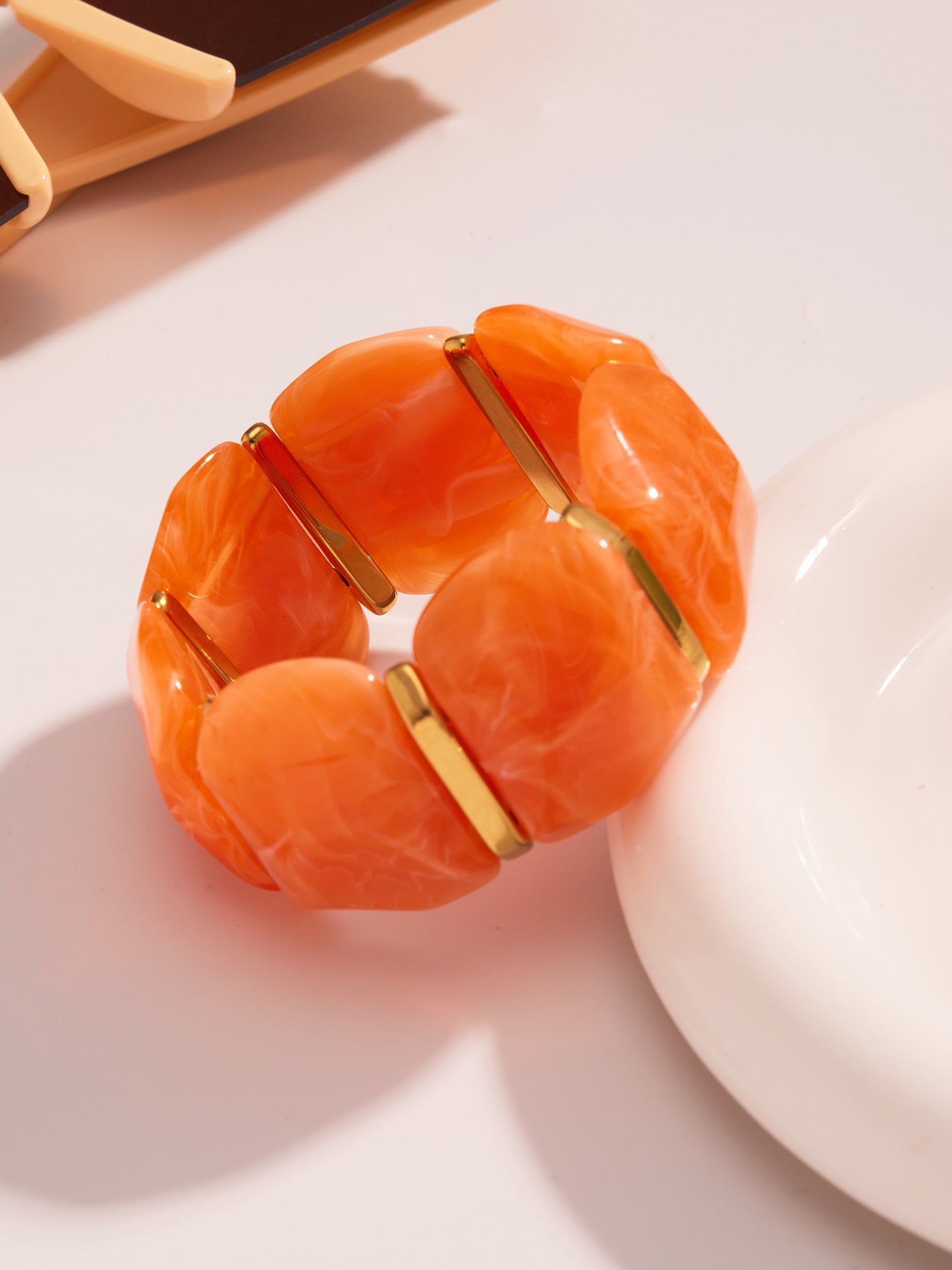 316L Stainless Steel Colorful Resin Wide Elastic Bracelet - Image 18