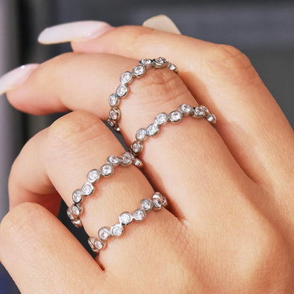 316L Stainless Steel Colorful Zircon Adjustable Ring - Image 3