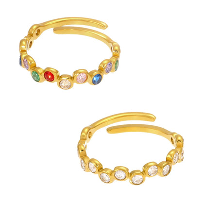 316L Stainless Steel Colorful Zircon Adjustable Ring - Image 5