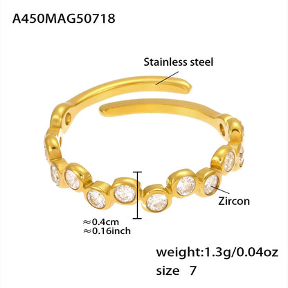 316L Stainless Steel Colorful Zircon Adjustable Ring - Image 6