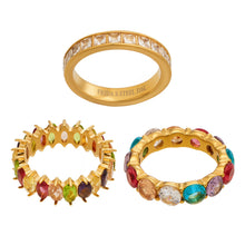 Wholesale 316L stainless steel ring with colorful 5A zircon stones and 18K gold plated finish
