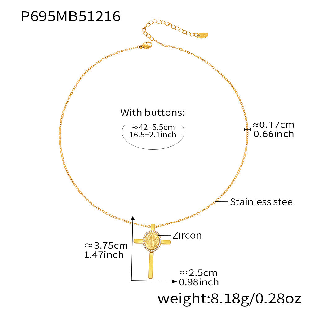 316L stainless steel cross necklace size 42 plus 5 cm extension