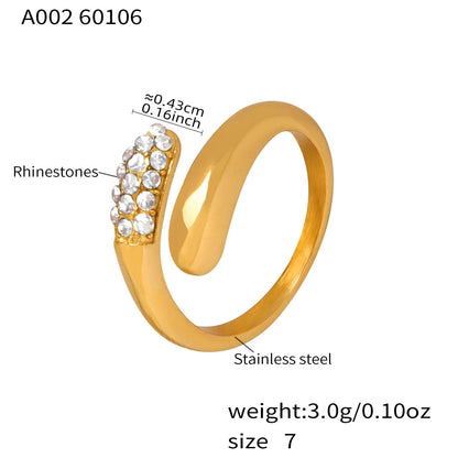 316L stainless steel gold cross open ring with clear CZ rhinestones, luxury waterproof jewelry