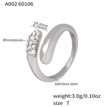 316L Stainless Steel Cross Geometric Open Ring with CZ Rhinestones