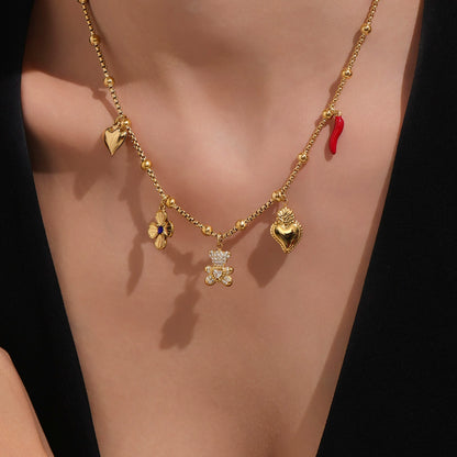 316L Stainless Steel Customizable Charm Necklace & Bracelet Collection - Image 2