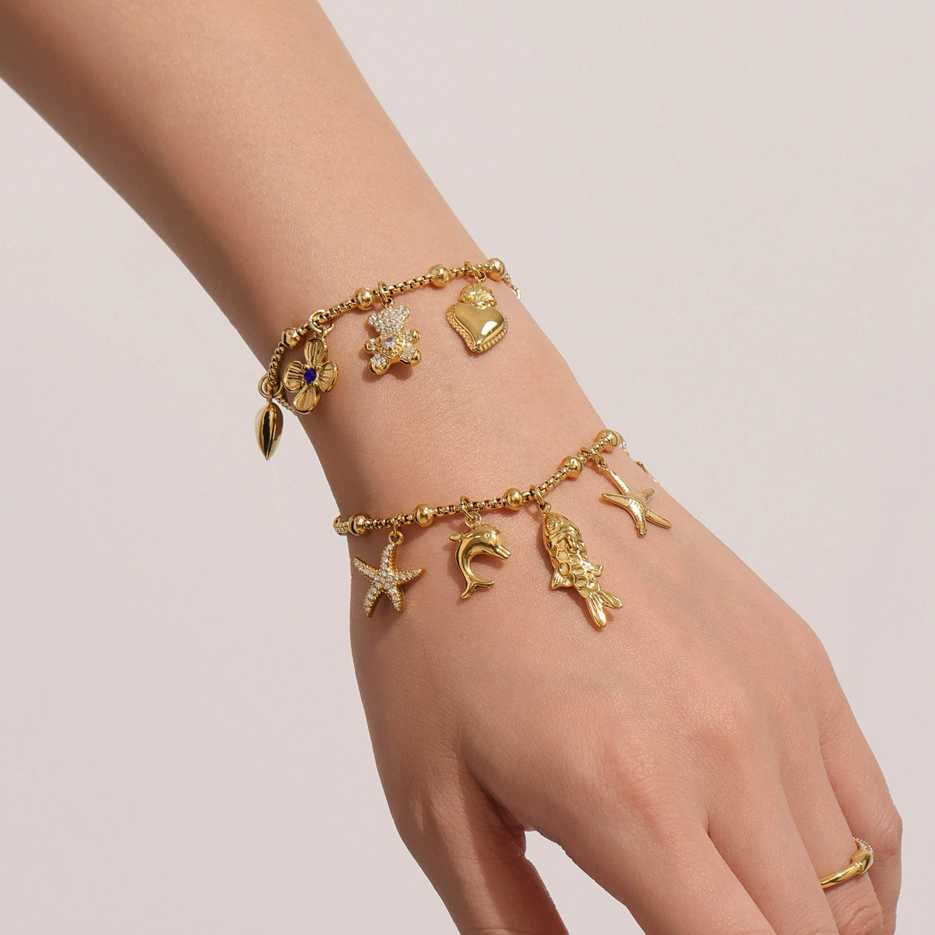 316L Stainless Steel Customizable Charm Necklace & Bracelet Collection - Image 4