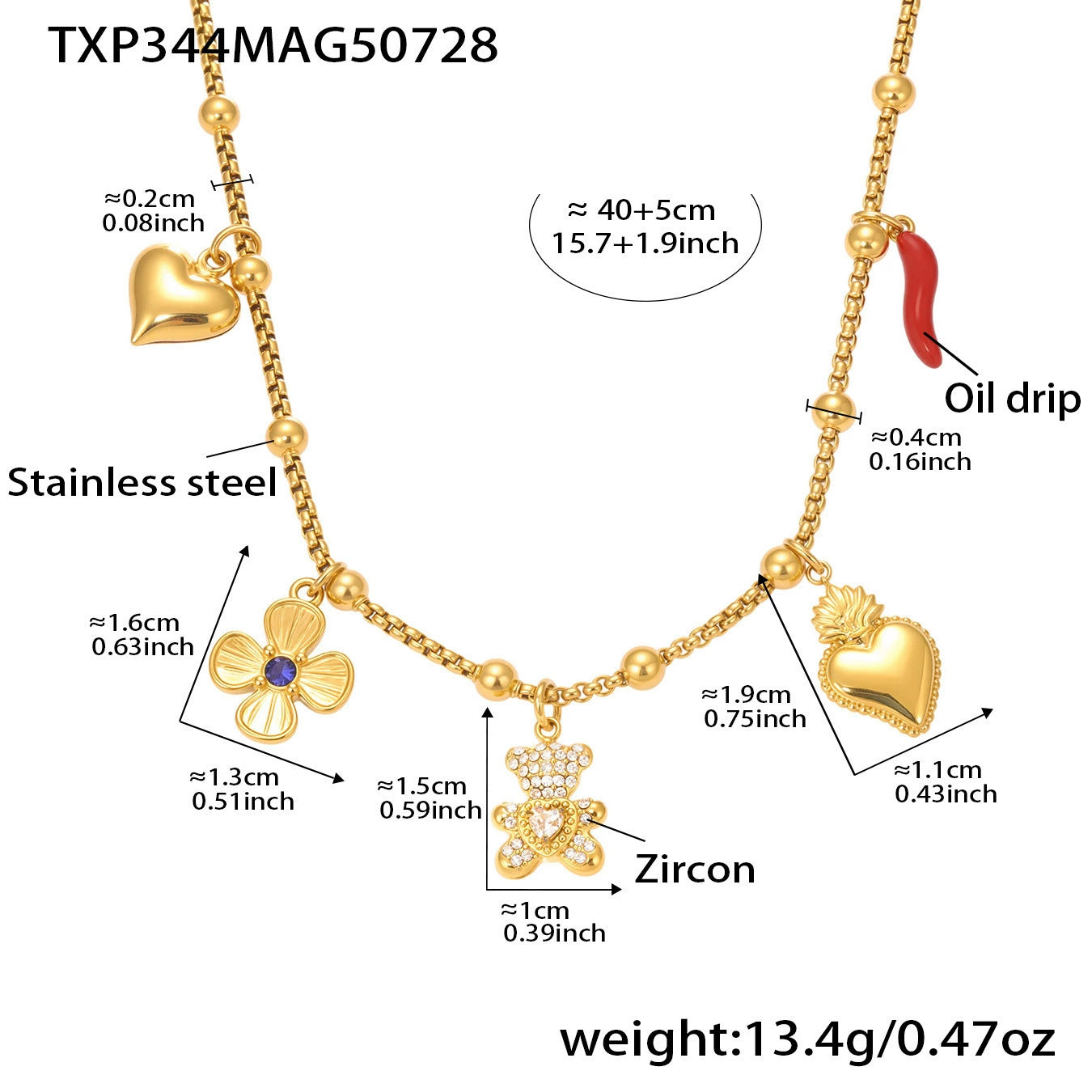 316L Stainless Steel Customizable Charm Necklace & Bracelet Collection - Image 6
