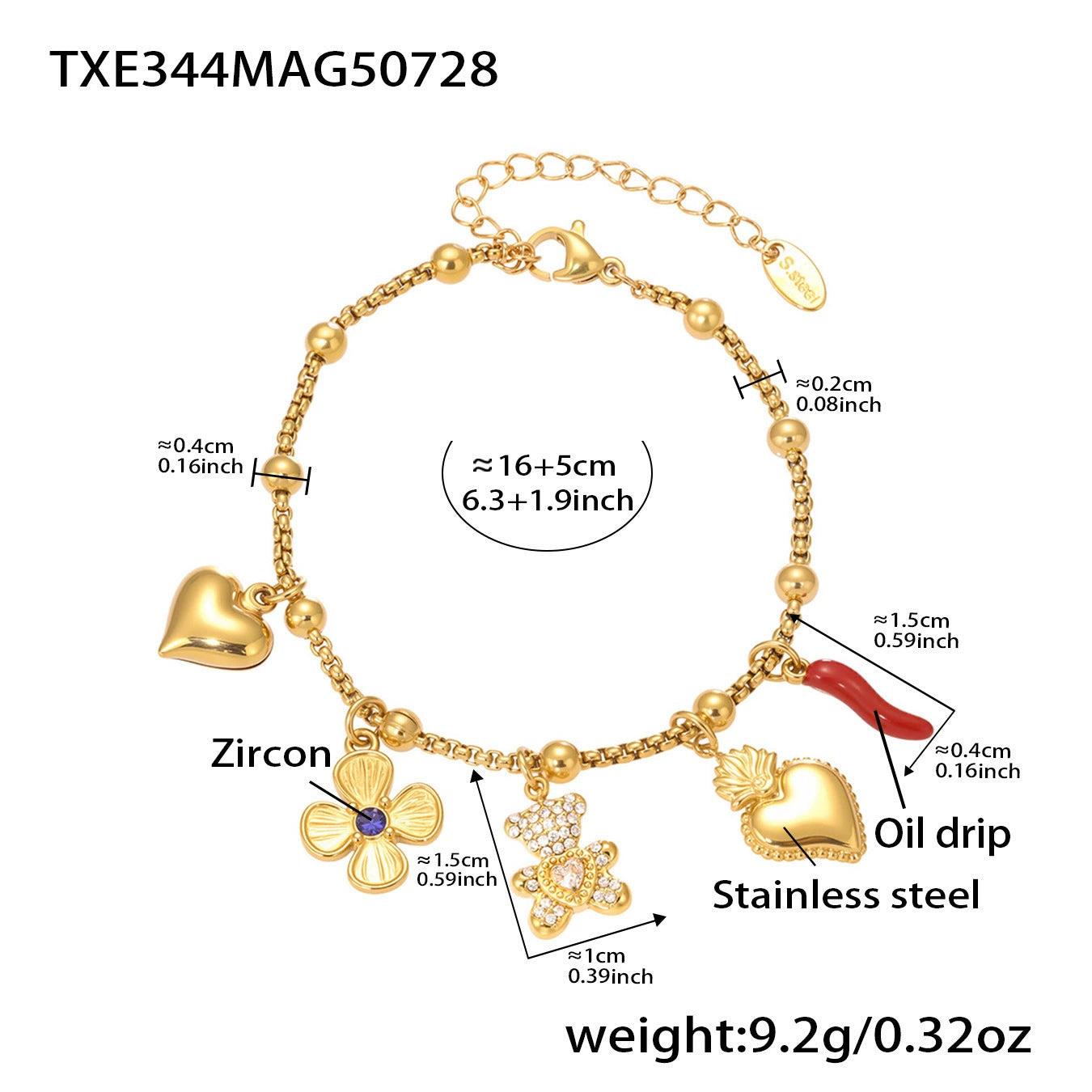 316L Stainless Steel Customizable Charm Necklace & Bracelet Collection - Image 7