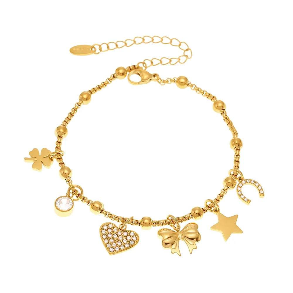 316L Stainless Steel Customizable Zirconia Charm Bracelet & Anklet - Image 3