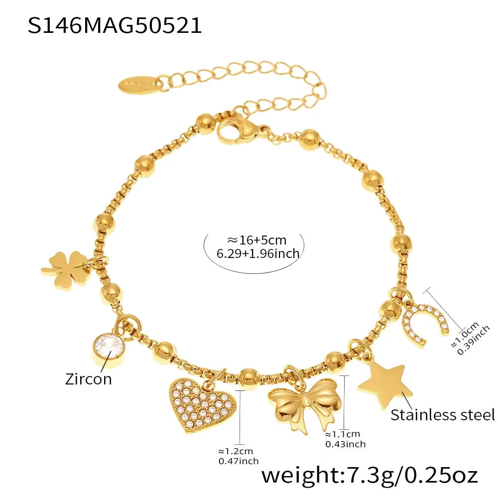 316L Stainless Steel Customizable Zirconia Charm Bracelet & Anklet - Image 6