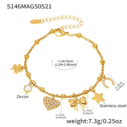 316L Stainless Steel Customizable Zirconia Charm Bracelet & Anklet - Image 6