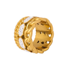 316L Stainless Steel CZ Chain Statement Ring