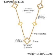 316L stainless steel CZ clover necklace size length and weight specification image