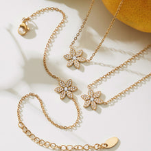 316L Stainless Steel CZ Flower Layered Necklace & Bracelet Set