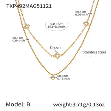 316L Stainless Steel CZ Flower Layered Necklace & Bracelet Set