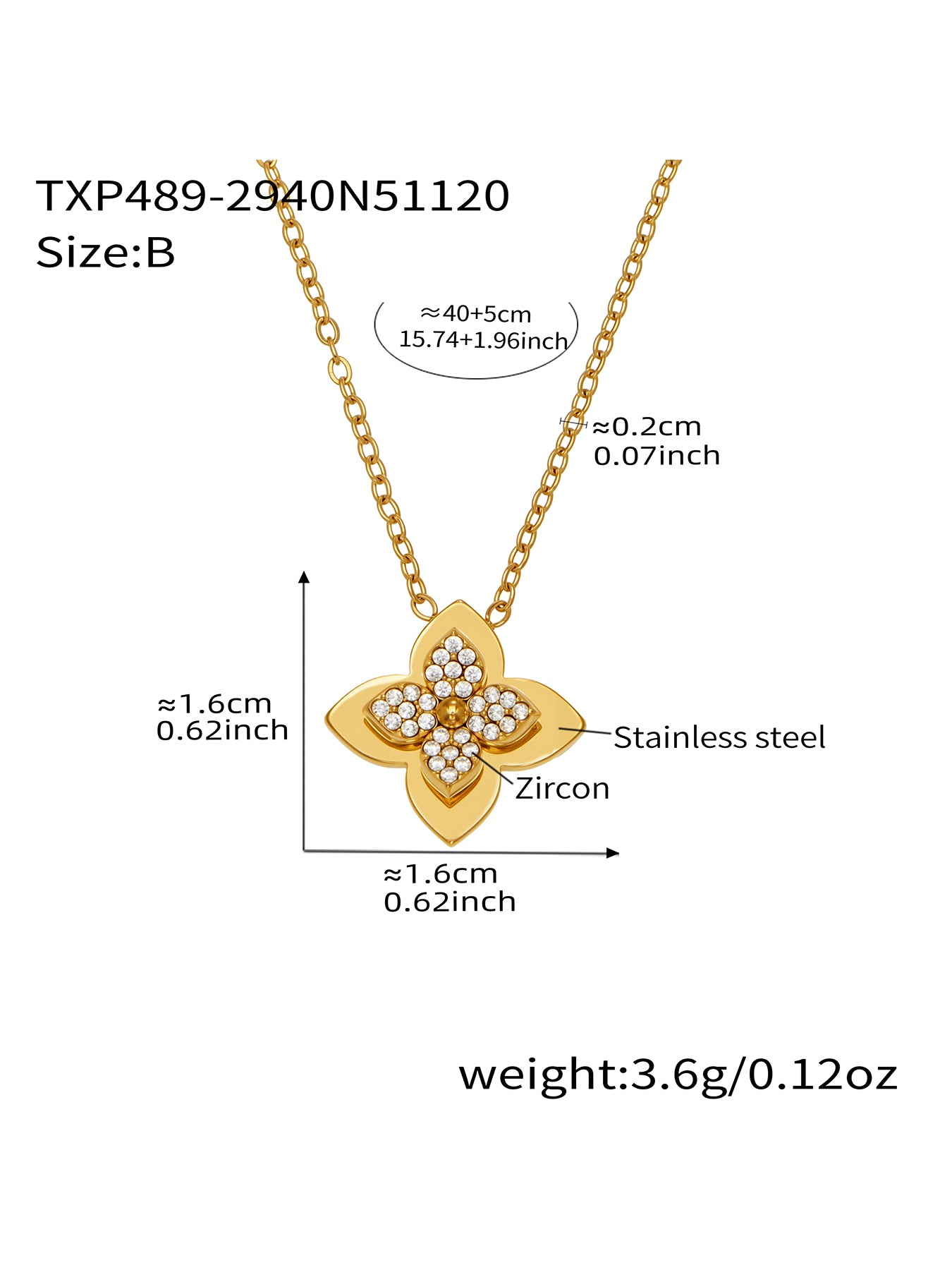 316L Stainless Steel Flower CZ Jewelry Set