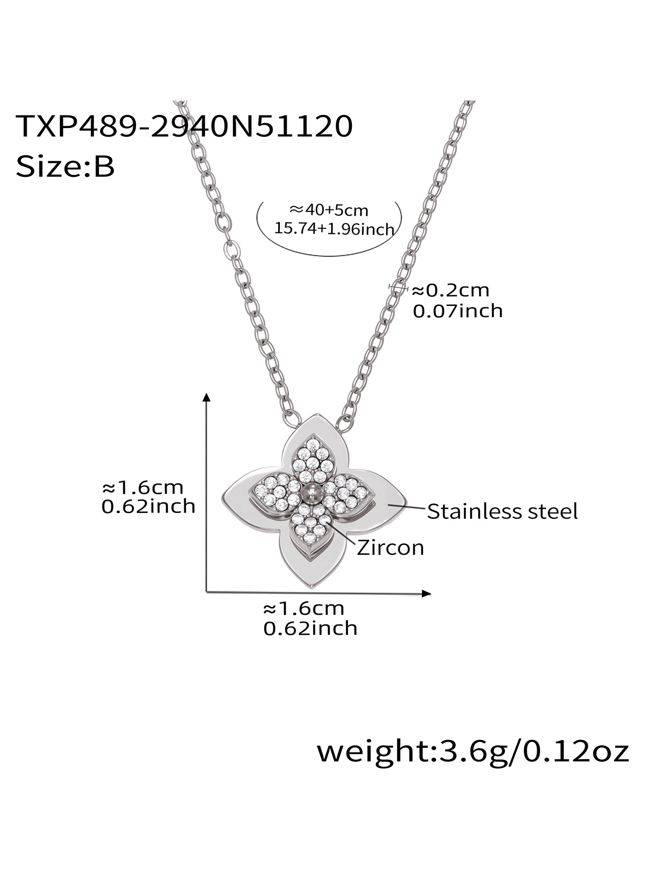 316L Stainless Steel Flower CZ Jewelry Set
