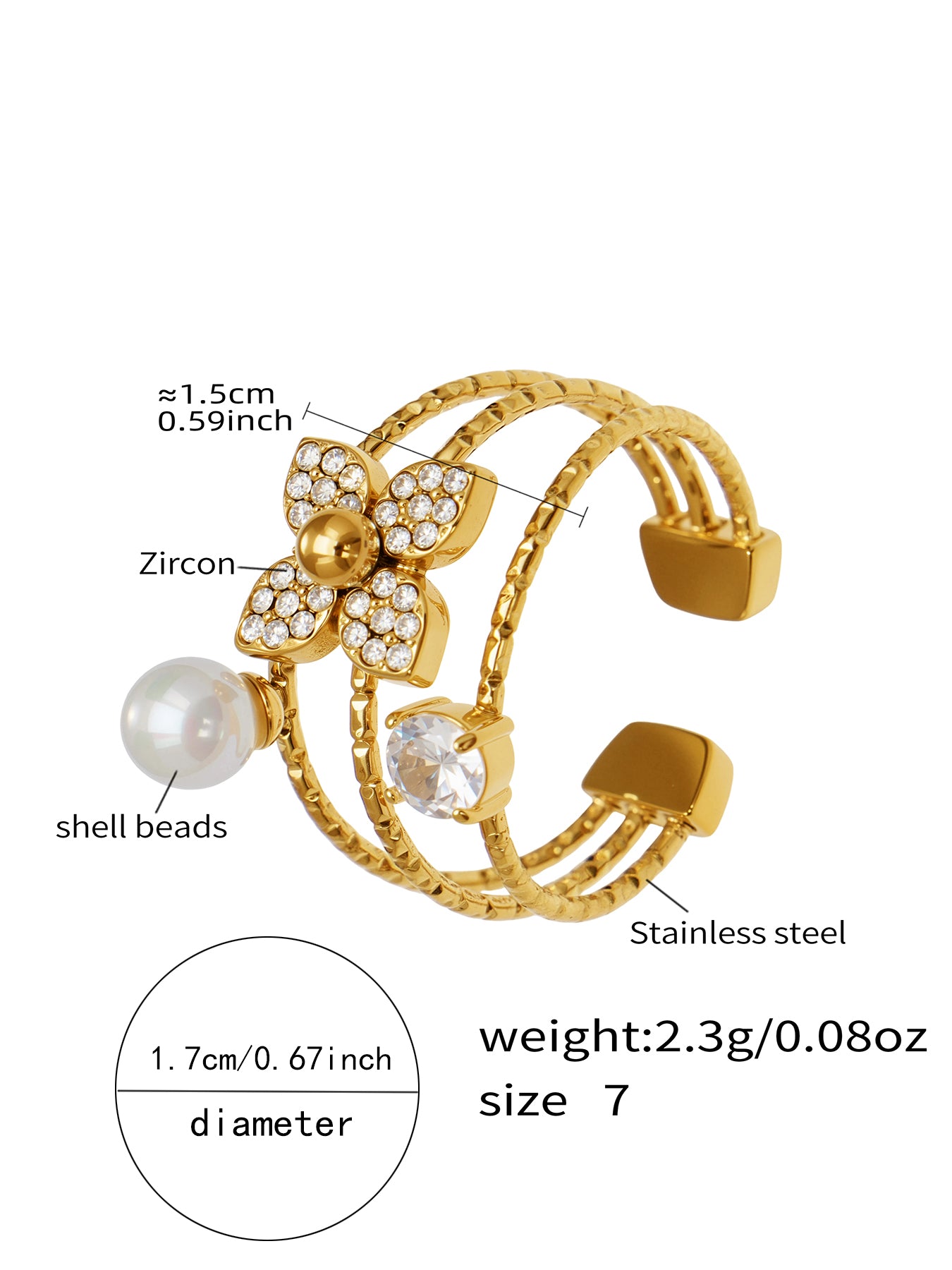 316L Stainless Steel Flower CZ Jewelry Set