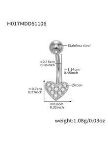 Silver CZ clover belly button ring wholesale body jewelry, 316L surgical steel navel ring