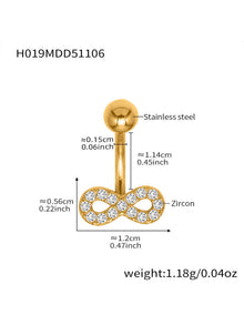 Gold CZ bee belly button ring 316L stainless steel, cute animal charm navel piercing jewelry