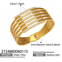 316L Stainless Steel CZ Pave Hollow Wide Open Bangle Set - Image 15