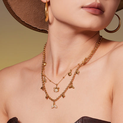 316L Stainless Steel CZ Paved Crab & Fishtail Pendant Necklace - Image 3