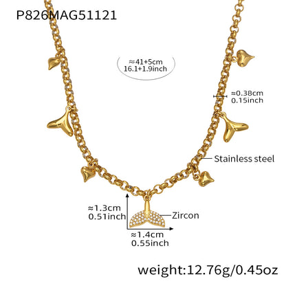 316L Stainless Steel CZ Paved Crab & Fishtail Pendant Necklace - Image 6