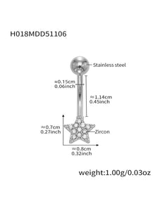 Silver CZ starfish belly button ring wholesale, 316L surgical steel navel jewelry for women