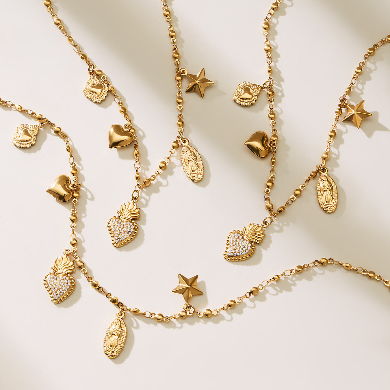 316L Stainless Steel Dainty Charm Layering Necklace Set - Image 2