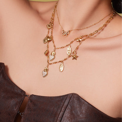 316L Stainless Steel Dainty Charm Layering Necklace Set - Image 3